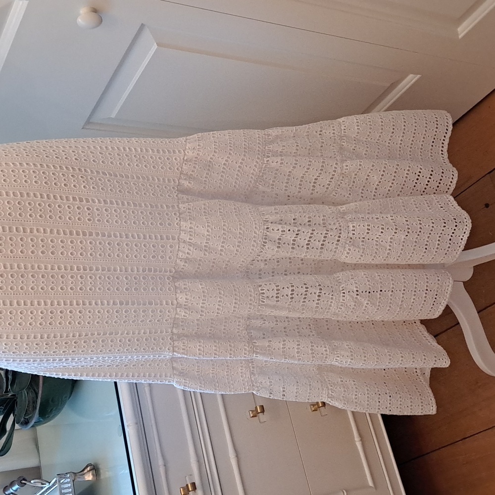 Banana Republic Womens Party/Wedding/Summer White Eyelet Lined Midi Dress S-0 - Picture 3 of 10